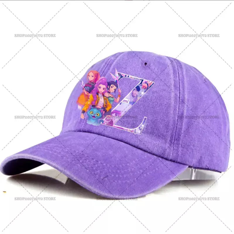 Kpop demônio caçador chapéu carta A-Z boné de beisebol para mulheres verão ajustável chapéu de sol anime bonito retro sunbonnet adulto chapelaria presente