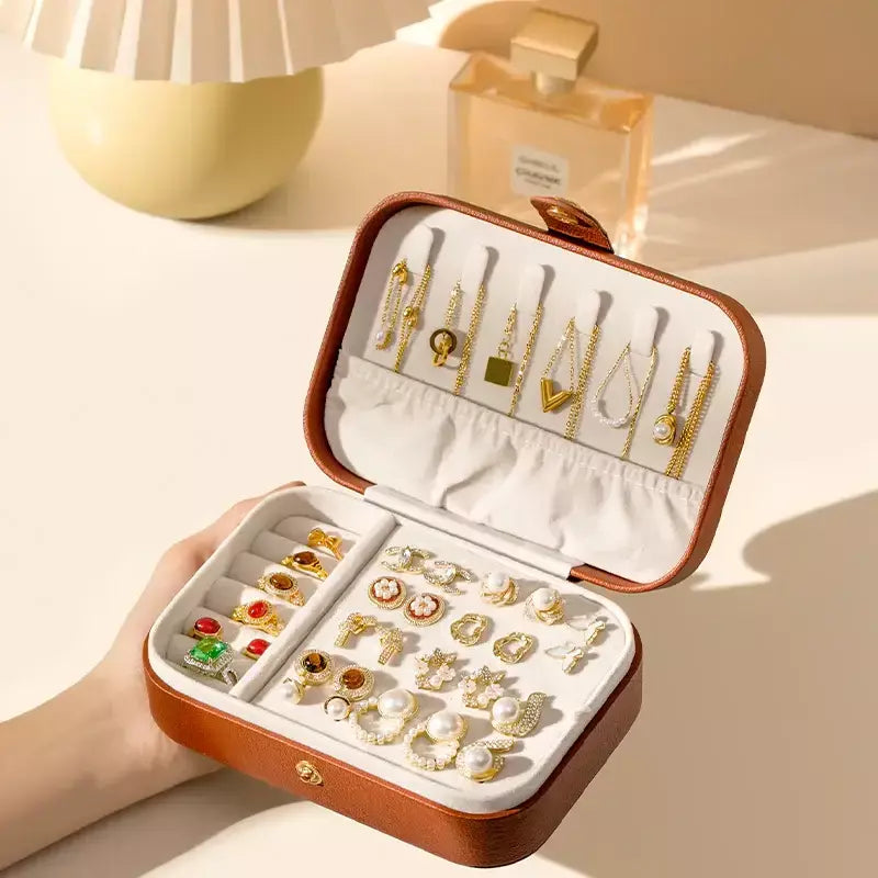 Estojo de jóias de viagem mini portátil caixas de viagem pequeno organizador de jóias para anéis brincos pingentes relógios colares