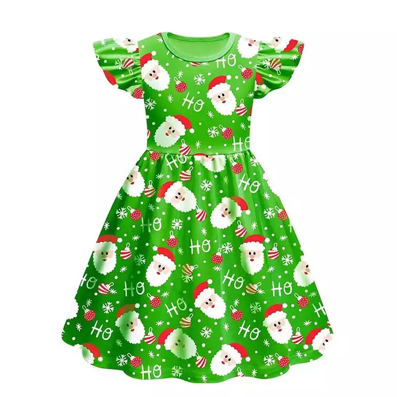 Novo natal meninas vestido carta papai noel impressão carnaval festa crianças roupas de natal masquerade desempenho roupas infantis