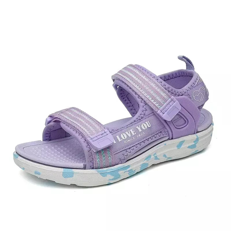 Sandálias de verão para meninas, sandálias esportivas ao ar livre, sapatos de praia casuais, confortáveis, antiderrapantes, moda, tamanho 40