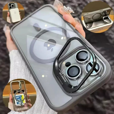 Luxo magnético à prova de choque caso telefone para iphone 16 15 14 13 12 11 17 pro max para magsafe funda suporte lente vidro protetor capa