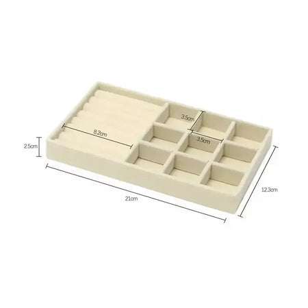 Atualizar caixa de armazenamento de jóias de veludo colar empilhável bandeja de exibição pulseira brinco organizadores diy artesanato gaveta caixa cinza