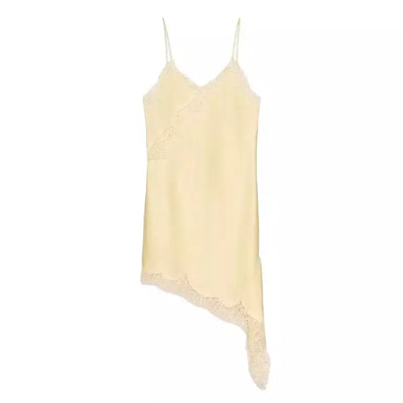 Tfmln feminino sexy rendas emenda vestidos de verão sólido sem mangas assimetria vestido sem costas magro festa feminina estilingue mini vestido