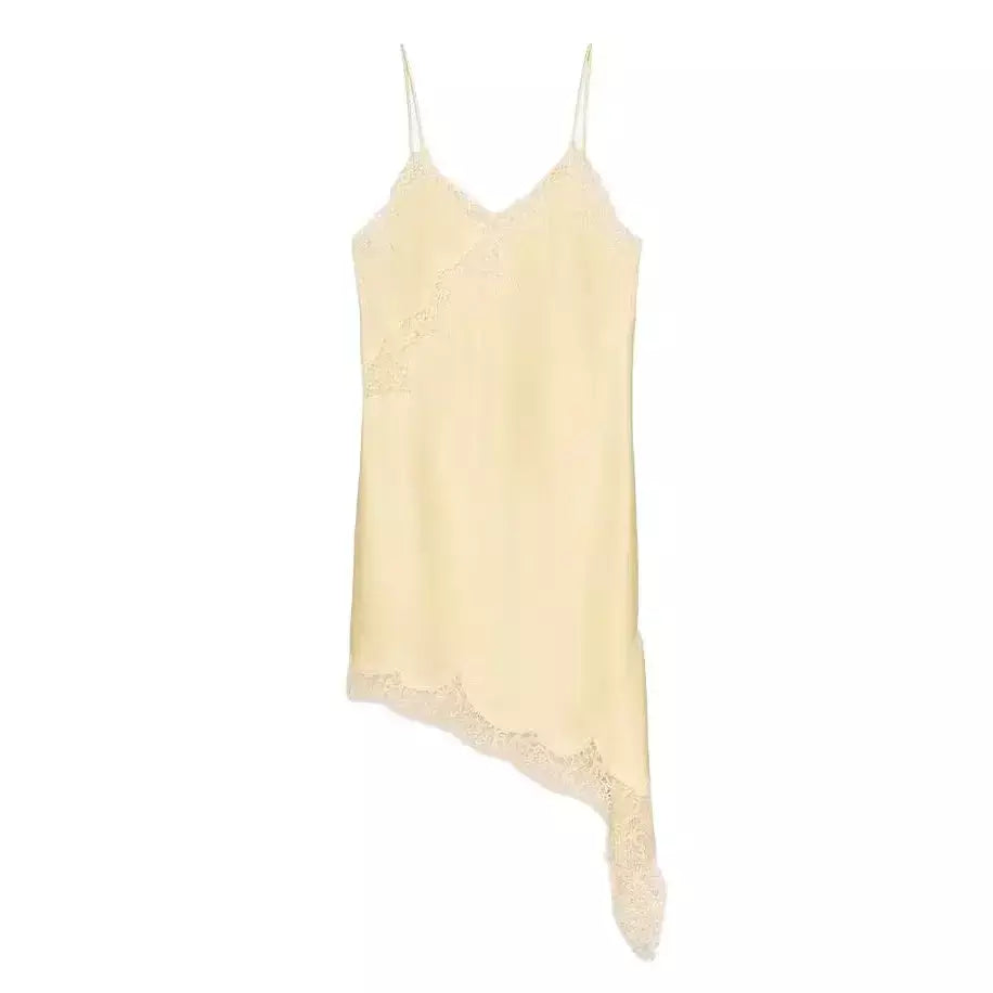 Tfmln feminino sexy rendas emenda vestidos de verão sólido sem mangas assimetria vestido sem costas magro festa feminina estilingue mini vestido