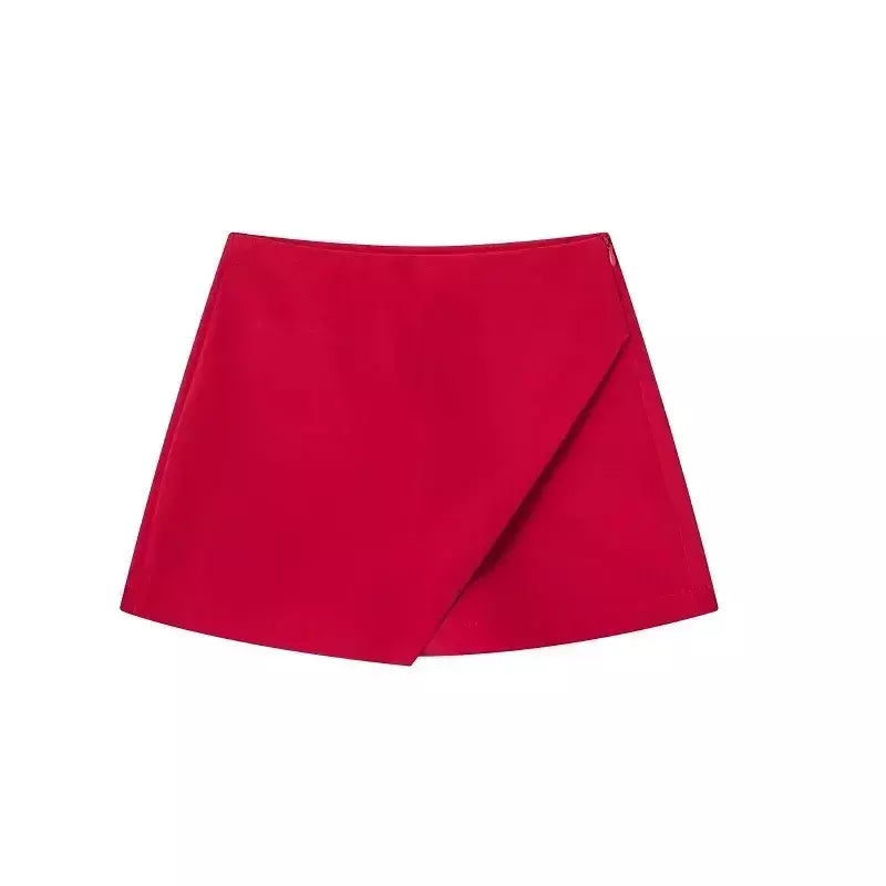 ASDS-Calções de Cintura Alta Feminina, Saias Assimétricas de Zíper Lateral, Monocromáticas, Preto, Branco, Mini, Moda Verão