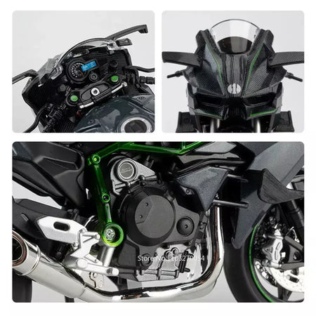 1:12 kawasaki h2r bwm s1000rr liga motocicleta brinquedos diecast carro em miniatura roda dianteira direção moto crianças presente de natal