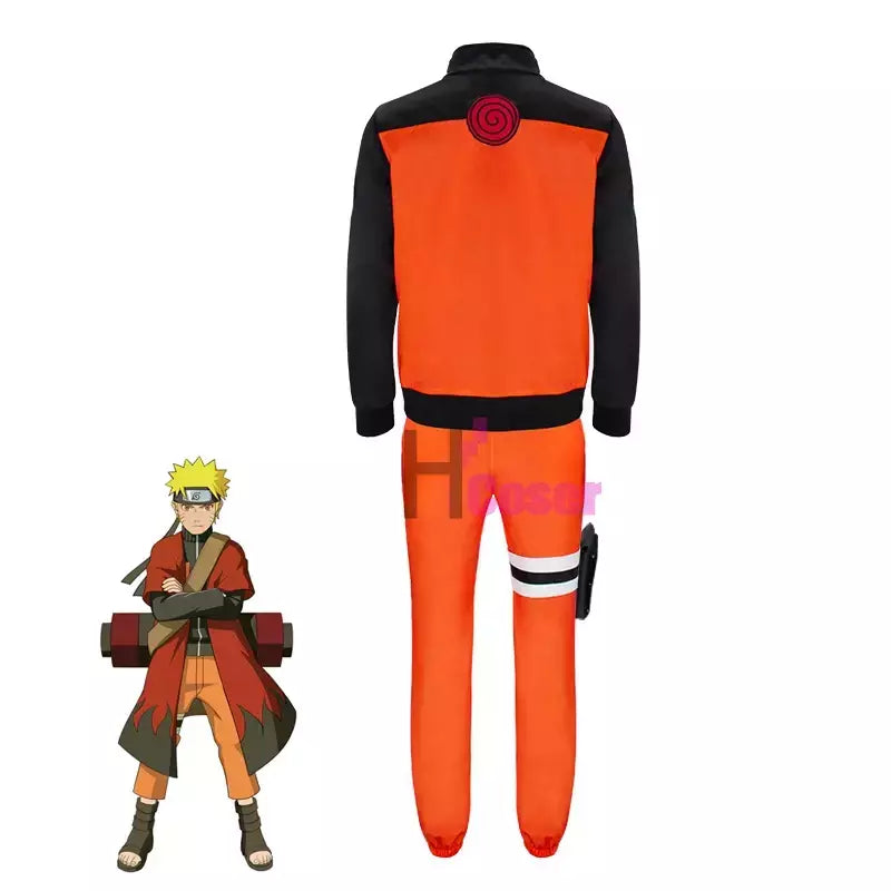 Anime uzumaki cosplay traje ninja adulto versão capa calças superiores saco de perna unisex jaqueta manto dia das bruxas natal presente de ano novo