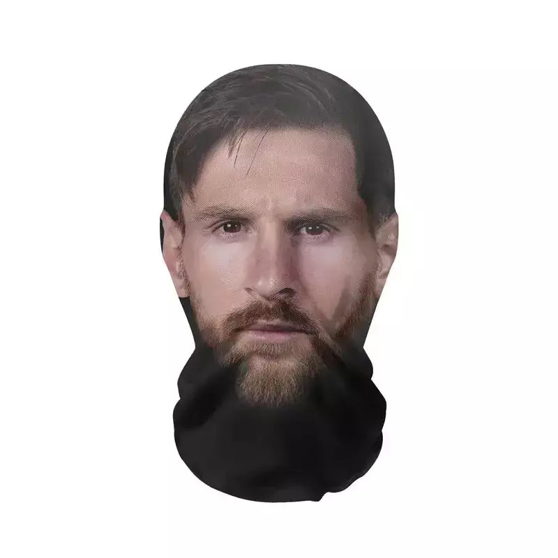 Máscara facial de celebridade impressa em 3D - Máscara de malha com padrão de estrela de jogo de bola engraçado, capa de cabeça de cosplay respirável para adereços de Halloween/festa