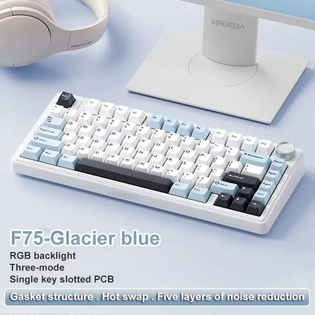 AULA F75 2.4G Teclado mecânico para jogos sem fio/Bluetooth/com fio RGB personalizado 75% layout OEM estrutura de junta de perfil