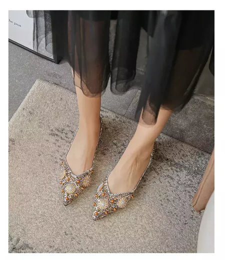 Mocassins lisos de strass de dedo apontado, sapatilhas femininas clássicas, sapatilhas femininas, sapatos de barco macio, rebites, novo, outono, 2022