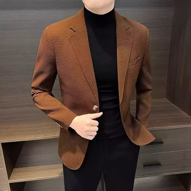 Fatos e blazers xadrez masculinos, moda masculina casual, jaqueta grife de luxo, roupas grife premium, branco e marrom, casacos de festa, verão