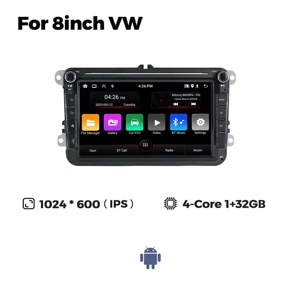 Android 13 sem fio carplay auto carro multimídia player tela ips gps wifi 7/8/9 ''rádio do carro para vw passat golf polo jetta skoda
