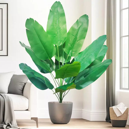 65-125cm/47.2in grande palmeira tropical falso banana planta folhas toque real strelitzia reginae planta de plástico para casa jardim