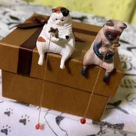 1pc criativo pesca gato carro decoração interior artesanato bonito resina auto estatuetas em miniatura ornamentos acessórios pequenos presentes