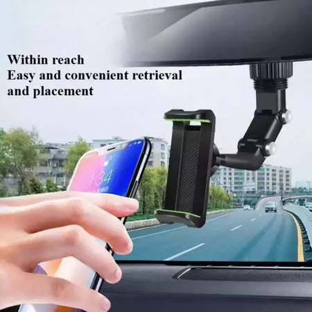 Suporte de telefone para espelho retrovisor para carro, 360 ° Suporte giratório do telefone, suporte universal do telefone do carro do suporte GPS para todos os smartphones