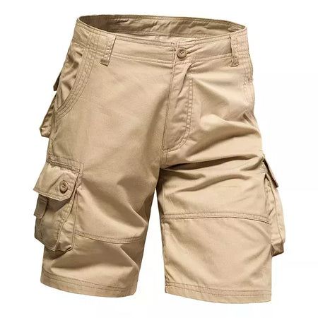 Calções de algodão de bolso múltiplo masculino, macacão de cor sólida de alta qualidade, casual ao ar livre, calças curtas esportivas, novo verão