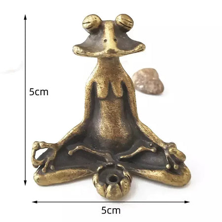 Antigo bronze meditação zen sapo estátua ornamento cobre escultura animal queimador de incenso casa decorações mesa chá animal estimação