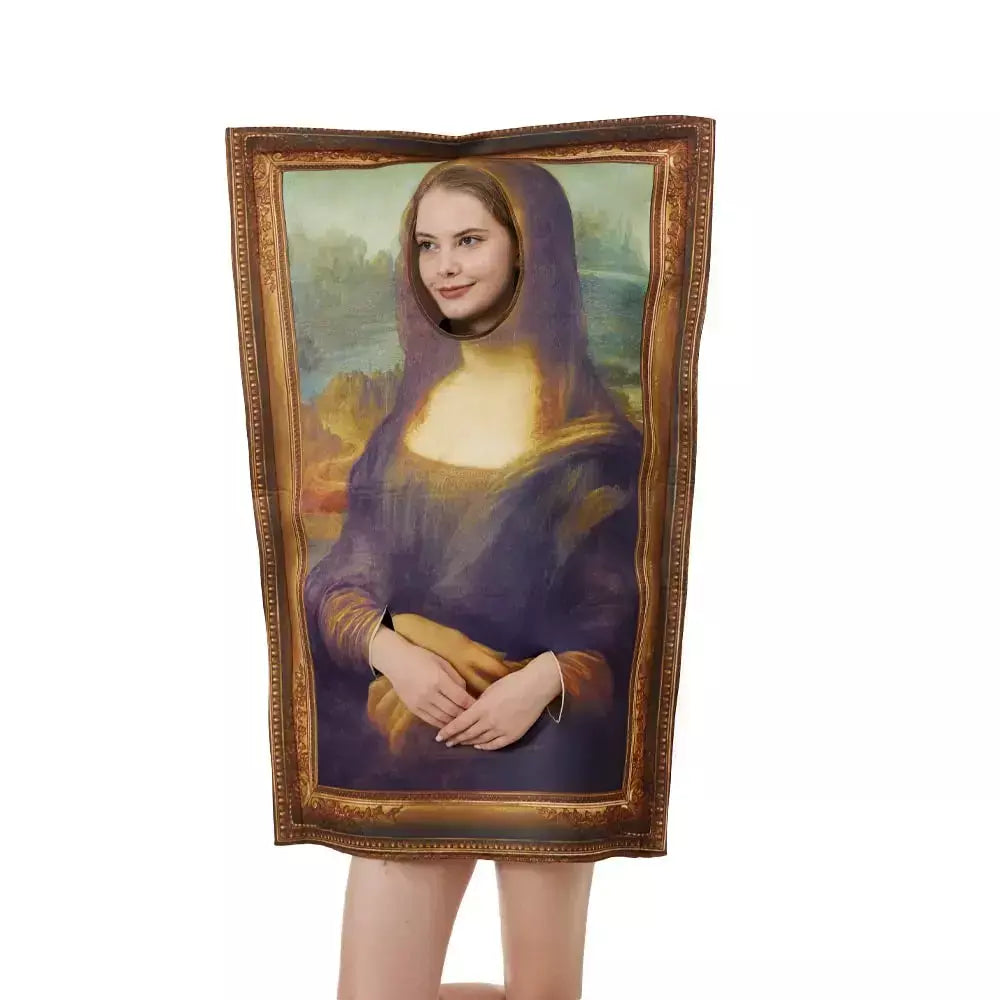 Pinturas famosas traje mona lisa o grito halloween natal adulto homens mulheres engraçado cerative vestir-se