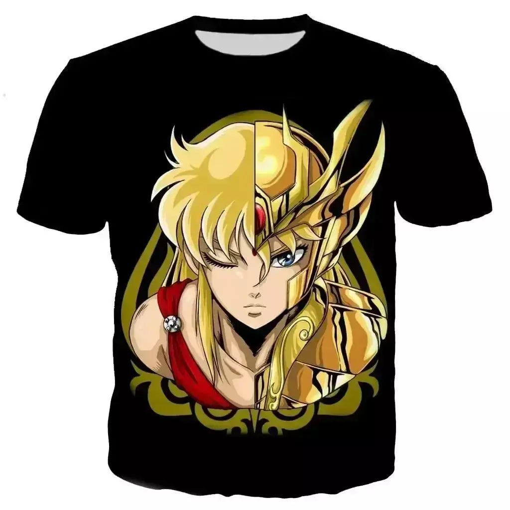 Saint seiya t camisa masculina moda camisetas crianças hip hop topos camisetas anime impressão 3d camiseta masculina de verão gráfico topos meninos t