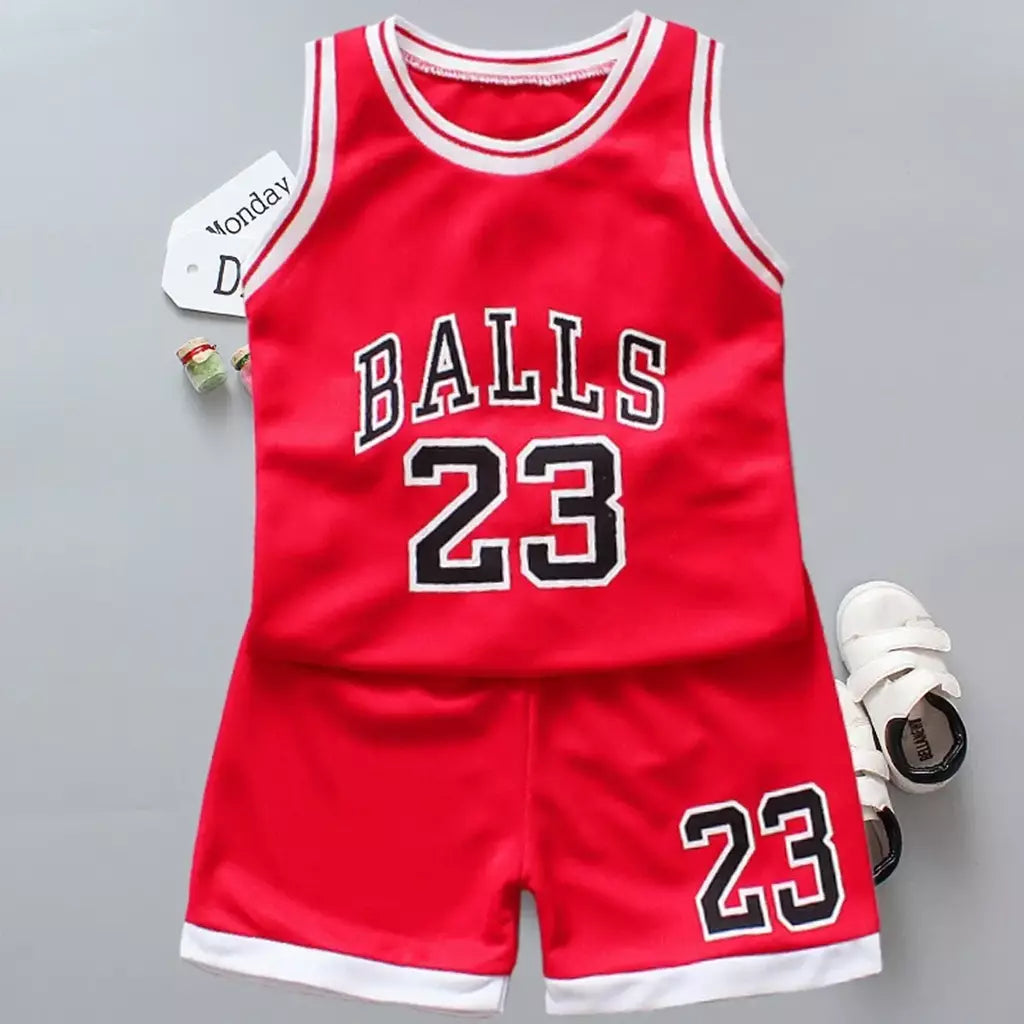 Conjunto de roupas infantis de verão, roupas esportivas de basquete, tops sem mangas + shorts, 2 peças/terno, meninos e meninas
