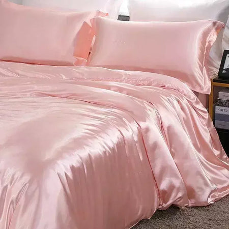 Luxo Satin Bedding Set Capa de edredão com fronha Estilo Europeu King Queen Size Confortável Bed Set Covers Folha de linho
