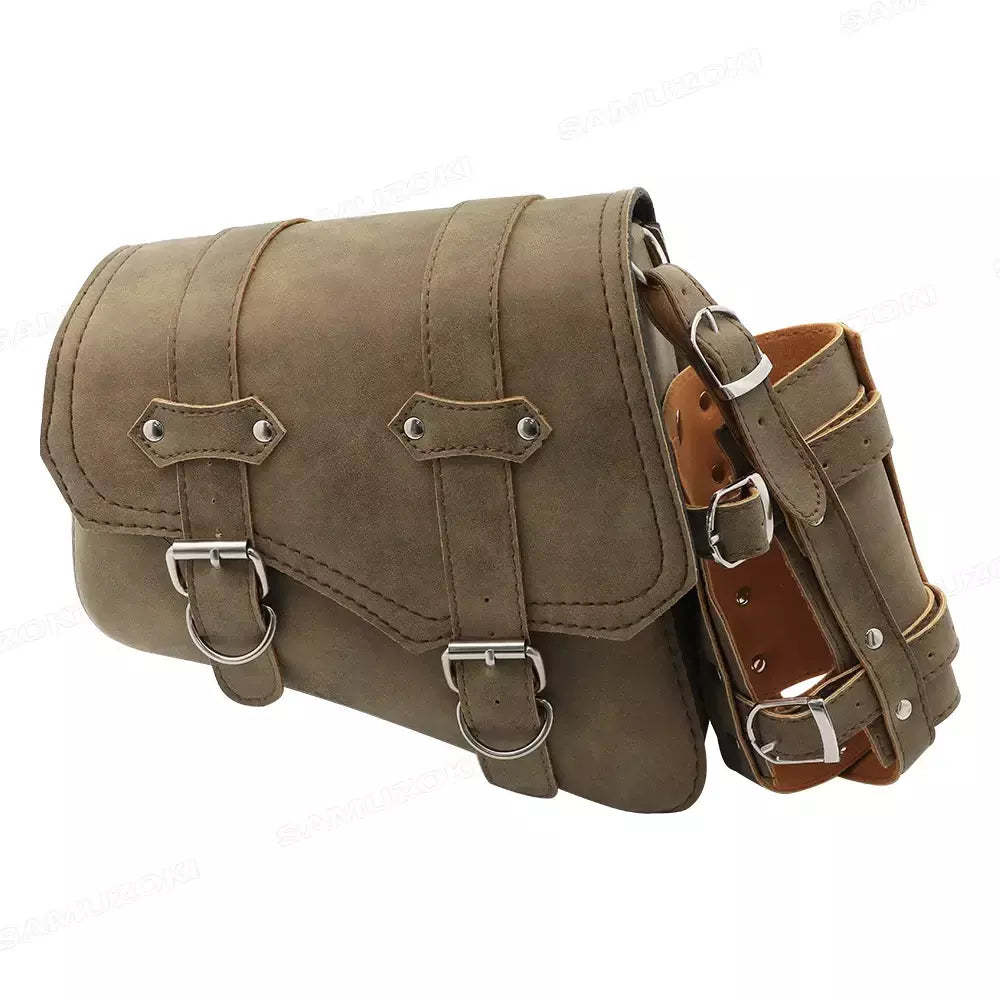 Bolsa de selim lateral de couro pu para motocicleta, adequada para harley sportster xl 883 1200 chopper cruiser cafe racer softail bobber
