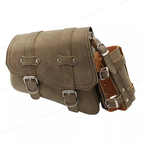 Bolsa de selim lateral de couro pu para motocicleta, adequada para harley sportster xl 883 1200 chopper cruiser cafe racer softail bobber