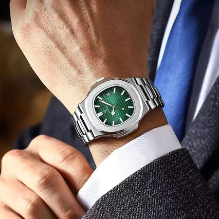 Poedagar quadrado na moda relógio de pulso masculino luminoso à prova dwaterproof água relógio de aço inoxidável para homem data quartzo negócios relógios masculinos reloj