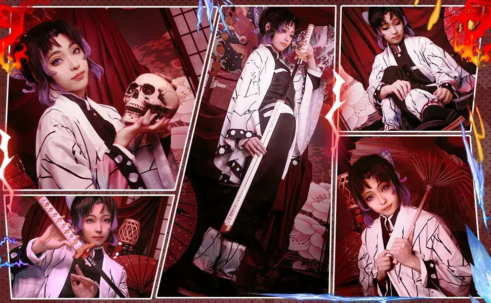 Anime kimetsu não yaiba kochou kochou shinobu cosplay traje demônio slayer kochou uniformes perucas cabelos halloween para crianças adulto