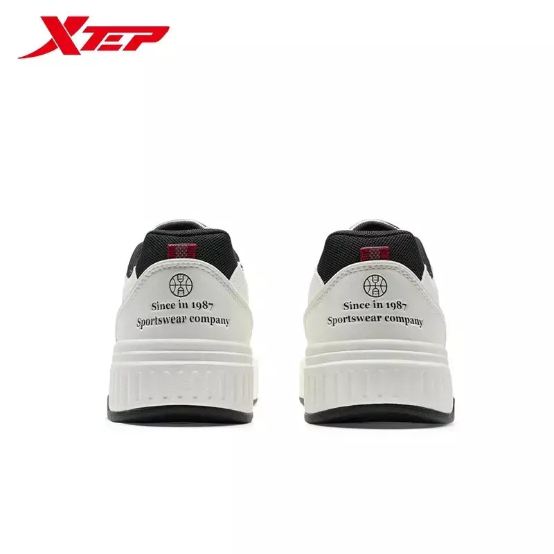 Xtep Board Shoes para homens 2025 primavera antiderrapante embrulho confortável retro sola grossa moda casual sapatos brancos 975119310050