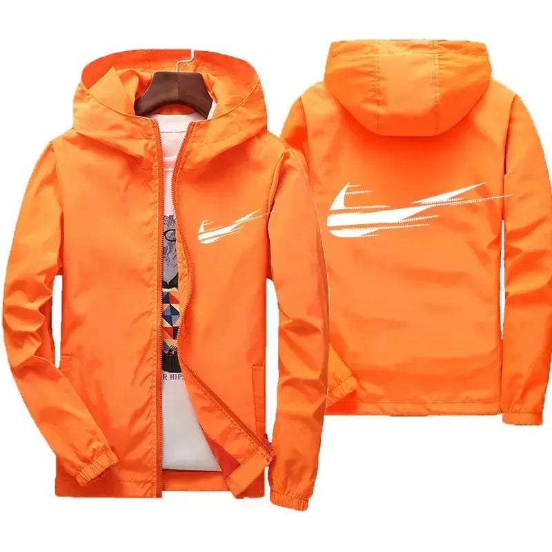 Jaqueta impermeável com capuz masculino, blusão, outwear masculino, streetwear casual, roupas da moda, primavera, outono, 2024