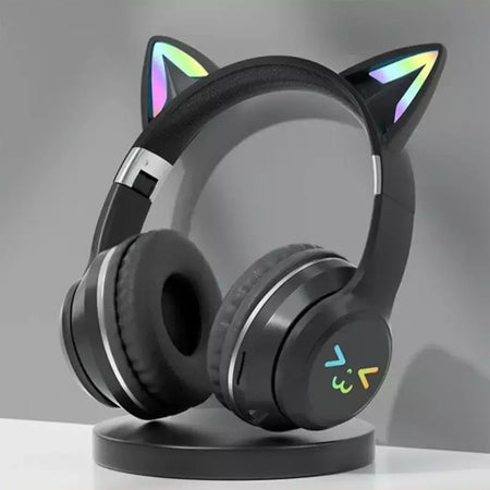 Orelhas de gato fone de ouvido rgb luz sorriso rosto tws fone de ouvido gradiente novo fone de ouvido rosa menina presente adequado para qualquer telefone