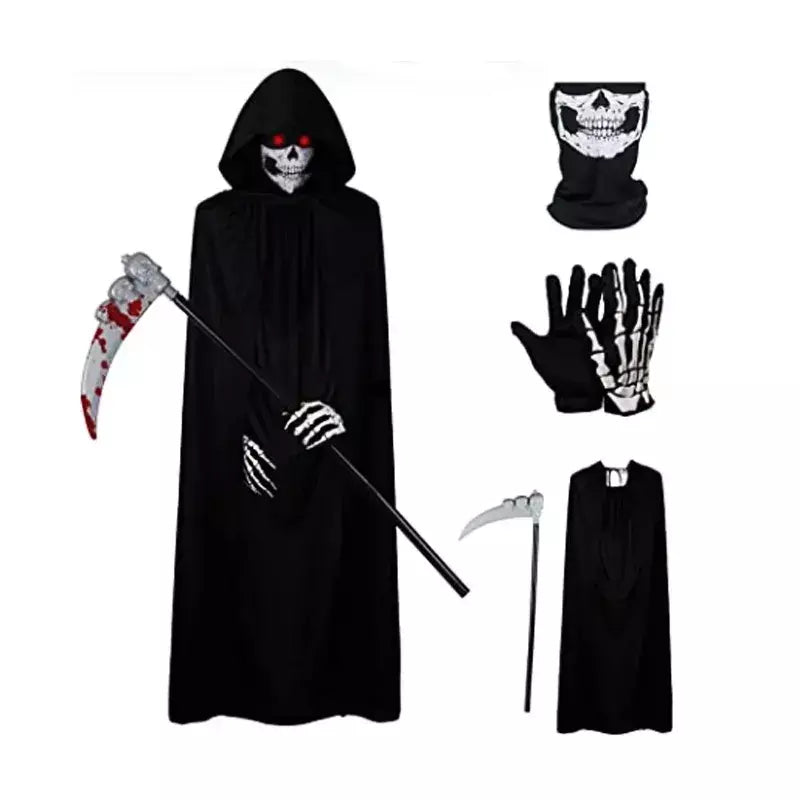 Fantasia de Cosplay de Halloween para Crianças e Adultos, Esqueleto Durável, Robe Fantasma, 2025
