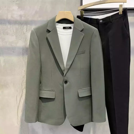 Blazer fino de negócios masculino, roupas estilo coreano, casaco casual, terno elegante, jaquetas marrons, de alta qualidade, 2024