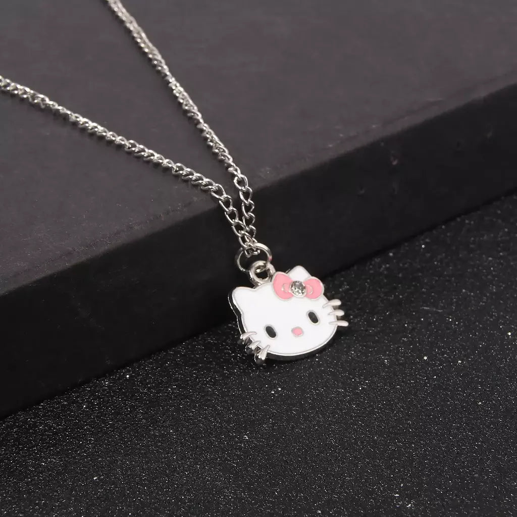 Olá kitty pingente colares moda arco bonito gato colar para mulheres homens jóias acessórios presentes menina metal kt gato pingente