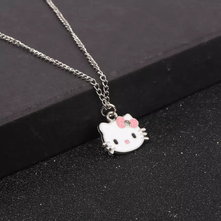 Olá kitty pingente colares moda arco bonito gato colar para mulheres homens jóias acessórios presentes menina metal kt gato pingente