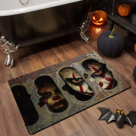 Tapete de porta de halloween assustador pennywise palhaço porta sala de estar, quarto, cozinha, entrada antiderrapante tapete corredor
