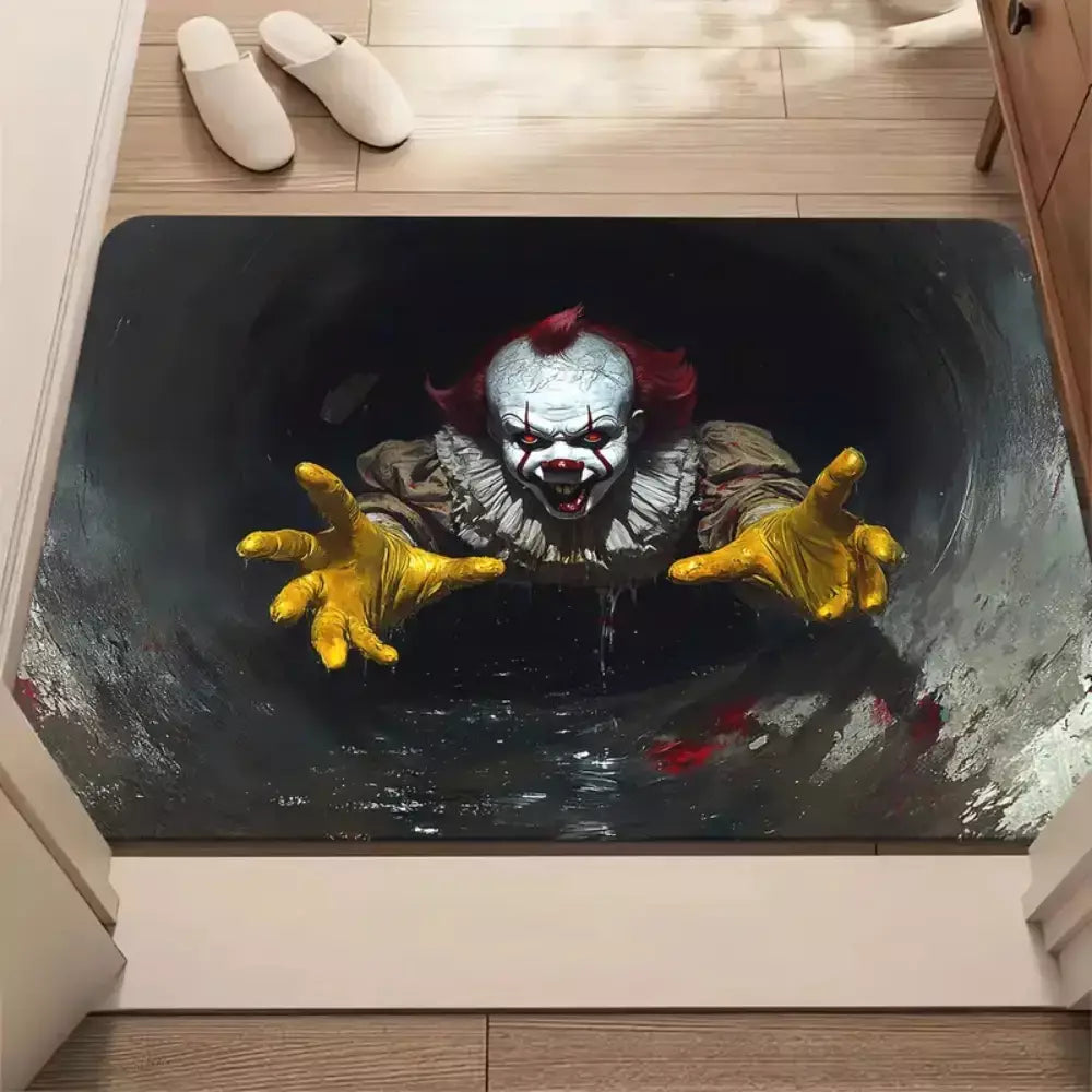 Tapete de porta de halloween assustador pennywise palhaço porta sala de estar, quarto, cozinha, entrada antiderrapante tapete corredor