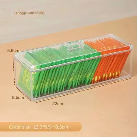 Transparente Acrílico Tea Bag Organizador, Caixa de armazenamento, classificar e organizar, Sala Prateleiras, 22*8.5*5.5 cm