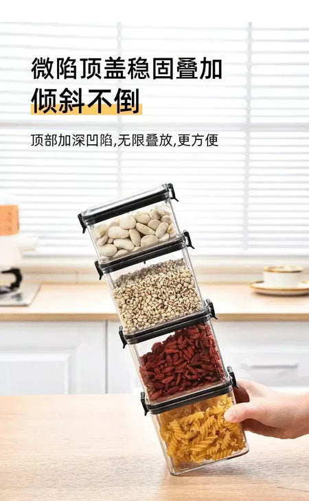 Conjuntos de cozinha empilháveis selados, 460-1800ml, caixa de plástico para armazenamento de alimentos, garrafa multigrãos, frutas secas, chá, recipientes de armazenamento