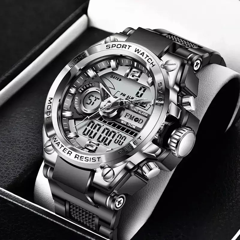 Relógio de pulso militar de aço digital masculino led relógio de quartzo relógio esportivo masculino grandes relógios masculinos