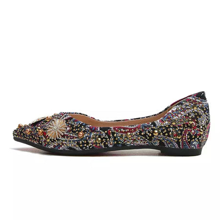 Mocassins lisos de strass de dedo apontado, sapatilhas femininas clássicas, sapatilhas femininas, sapatos de barco macio, rebites, novo, outono, 2022