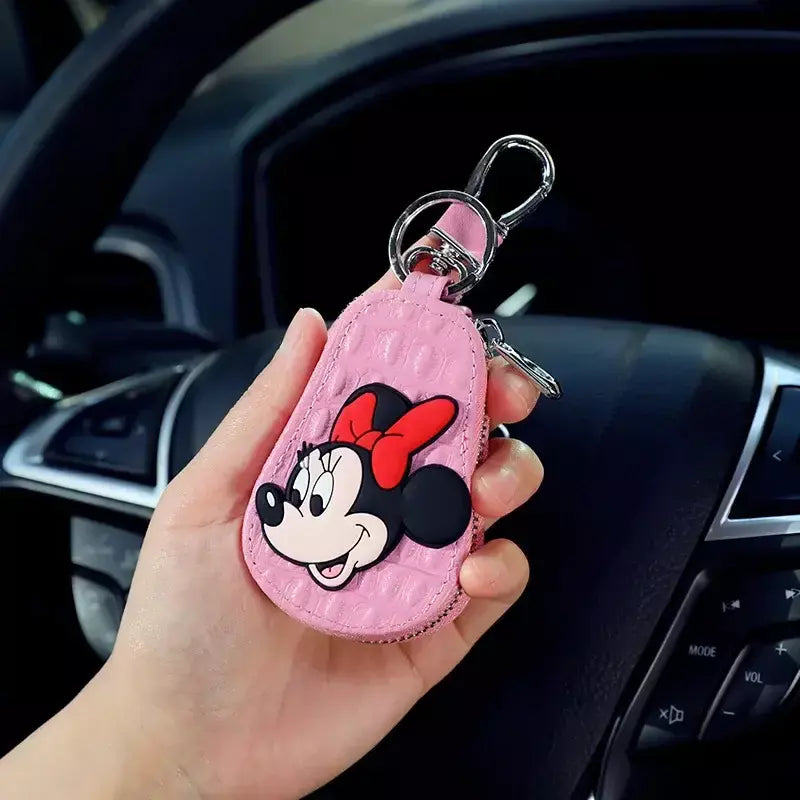 Caso chave do carro dos desenhos animados mickey minnie pato donald decoração anime figura auto chave proteção caso interior ornamento acessórios