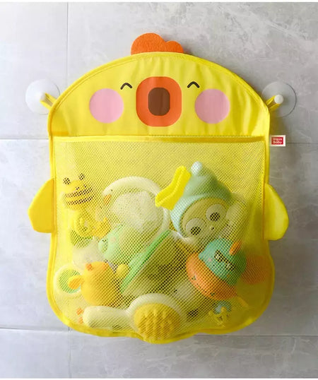 Qwz novo pato dos desenhos animados do bebê saco de malha do banheiro otário design para brinquedos de banho crianças formas animais pano areia brinquedos armazenamento net saco