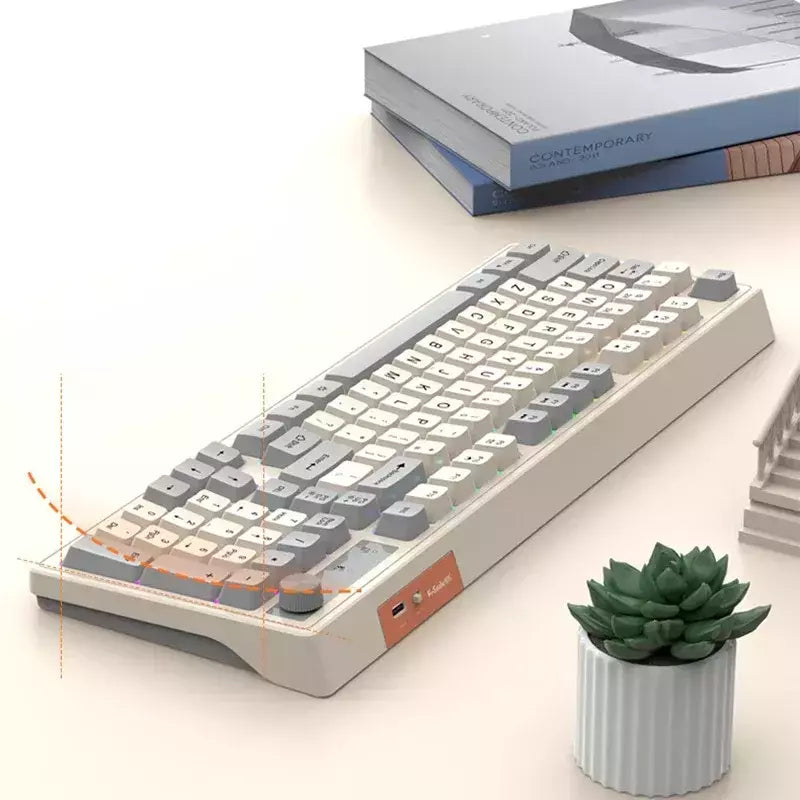Teclado sem fio multifuncional, Luz do arco-íris, 2.4G, Bluetooth, Conexão de modo duplo, Adequado para computador e laptop, 98 teclas
