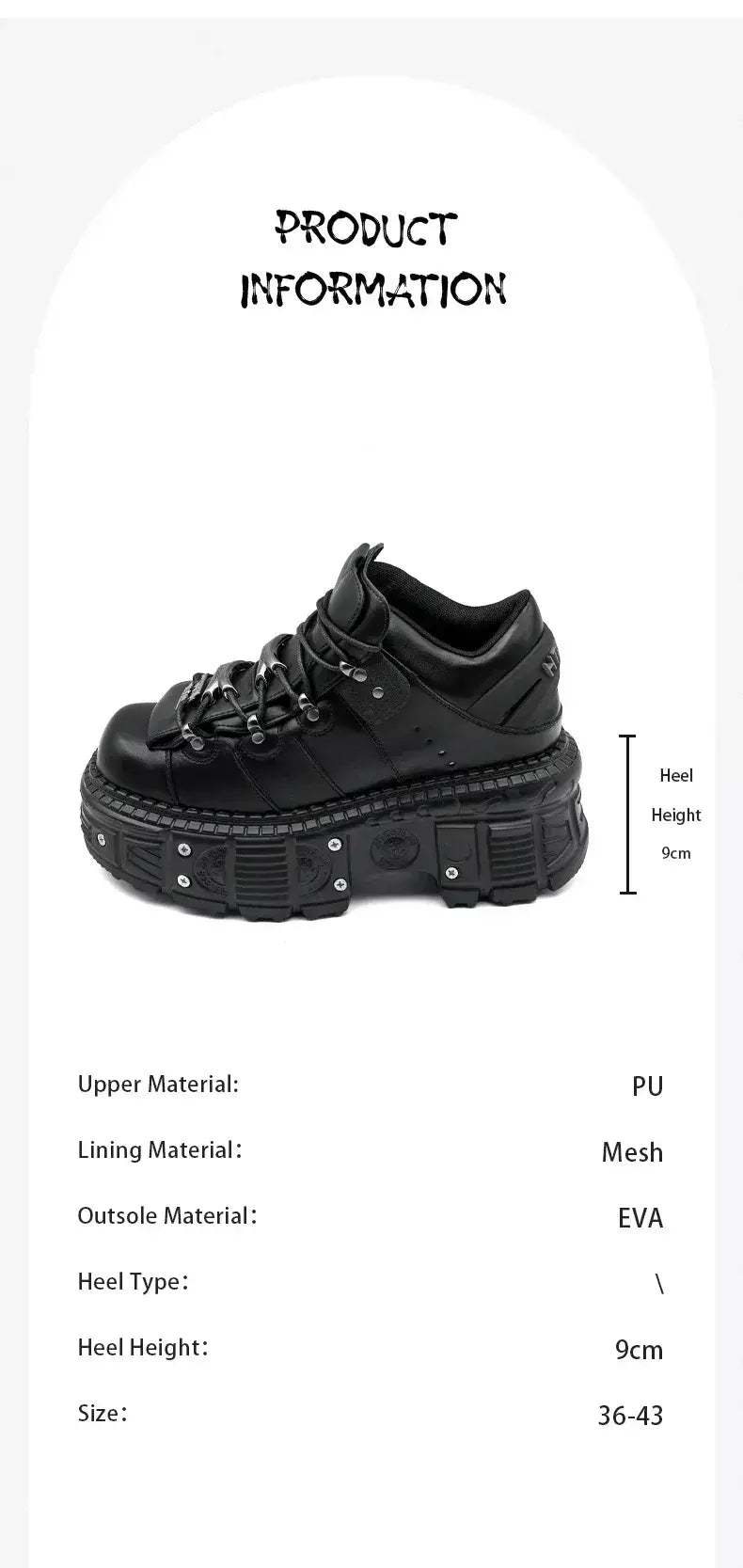 2025 mulher tênis novo estilo punk sapatos femininos gótico tornozelo rock botas rendas salto altura sapatos plataforma mulher decoração de metal