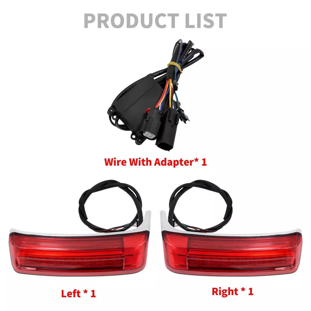 Alforje led para motocicleta, lâmpada de giro, luzes de freio para harley touring road king 97-2022 electra street glide cvo limitado