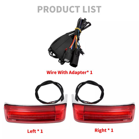 Alforje led para motocicleta, lâmpada de giro, luzes de freio para harley touring road king 97-2022 electra street glide cvo limitado