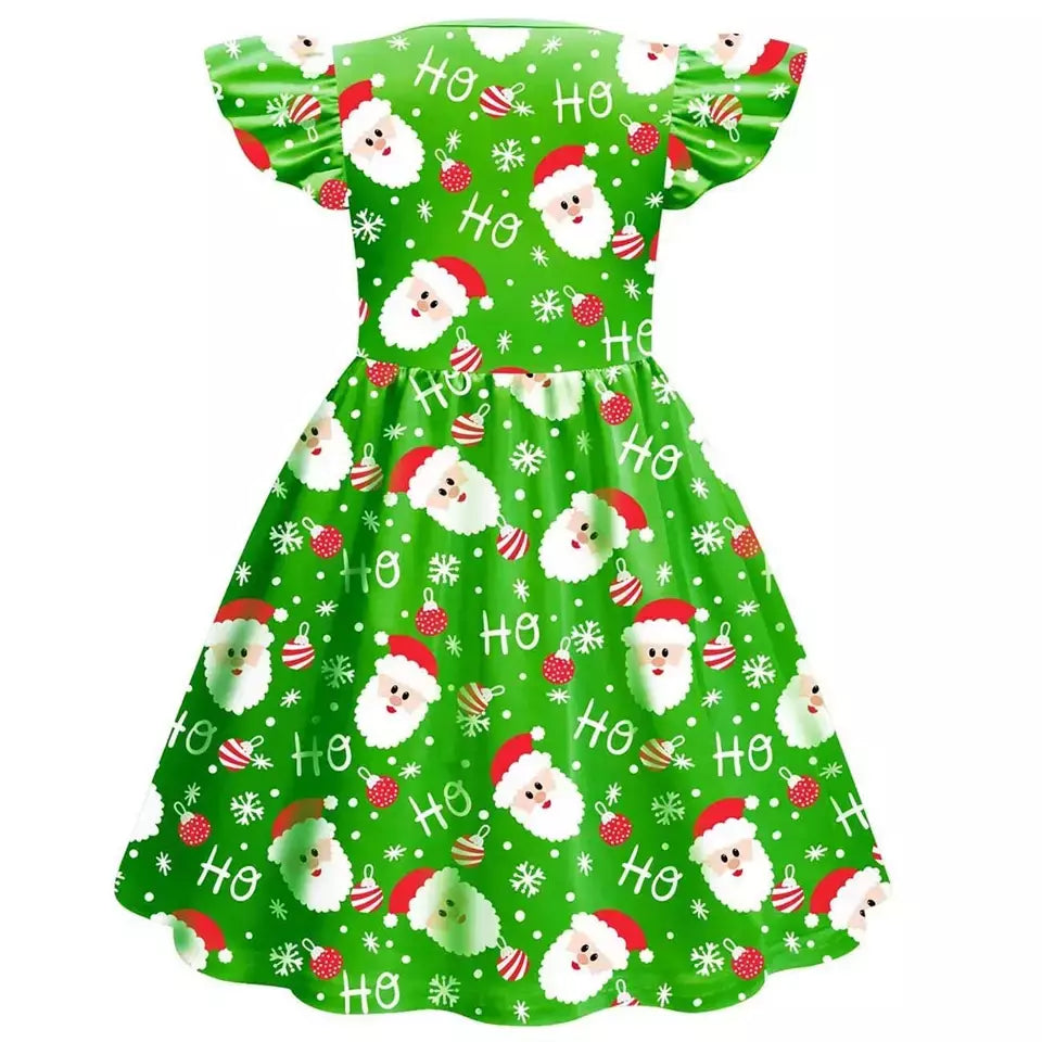 Novo natal meninas vestido carta papai noel impressão carnaval festa crianças roupas de natal masquerade desempenho roupas infantis