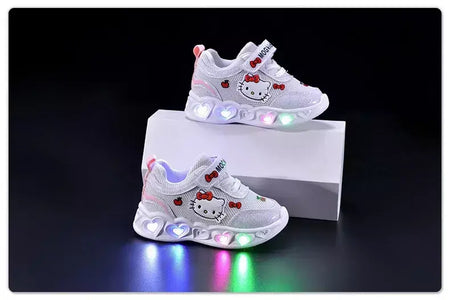 Sanrio led crianças sapatos para meninas bonito dos desenhos animados olá kitty sapatos de verão menina kawaii sapatos de fundo macio tênis casuais